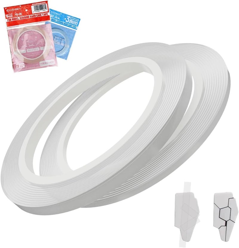 Stedi Hobby Model Craft Tool Carving Cutting Masking Tape, Scribing Tape,Scribing line, for Engraved,Panel line,Resin,Scale Model,3mmx33m+6mm*33m(2pcs) - Image 1